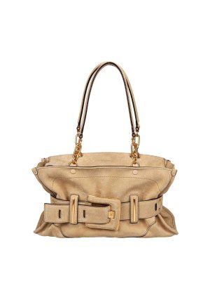 Balmain: Schultertaschen - Schultertasche - Beige