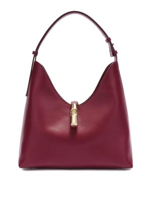 FURLA: shoulder bags - Goccia M Hobo Bag In Cherry Color Leather