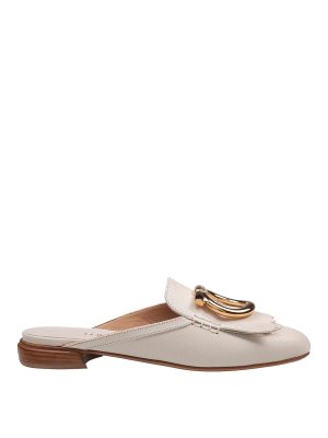 FERRAGAMO: sabot - Mules In Pelle Con Maxi Fibbia Gancini