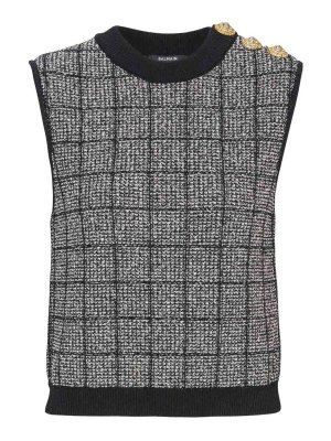Balmain: Top e canotte - Canotta in tweed