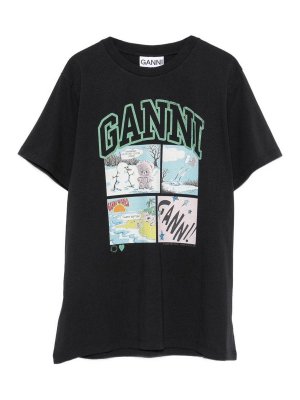 GANNI: T-shirts - T-Shirt - Schwarz