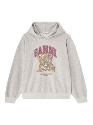 GANNI: Sweatshirts & Sweaters - Margot Kitty Organic Cotton Hoodie