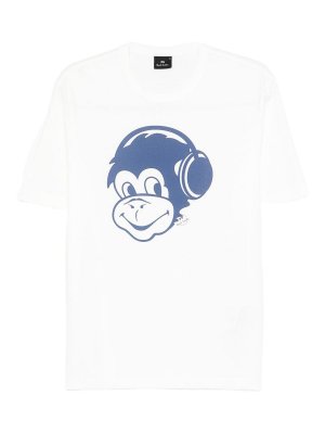 PS BY PAUL SMITH: t-shirts - Monkey Headphone Cotton T-Shirt