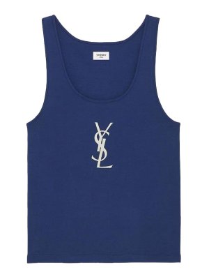 SAINT LAURENT: Tops & Tank tops - Logo Cotton Tank Top
