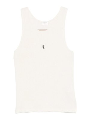 SAINT LAURENT: Tops & Tank tops - Logo Cotton Tank Top