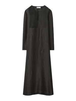 TORY BURCH: copricostume - Caftano Lungo In Lino E Seta