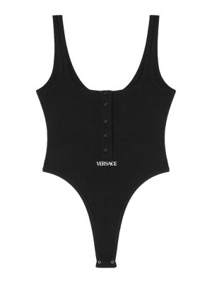 VERSACE: Top e canotte - Body in cotone con logo