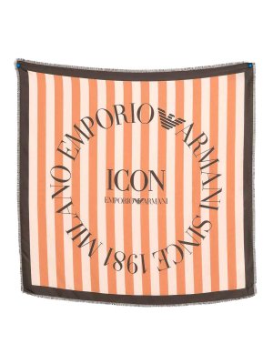 EMPORIO ARMANI: Stoles & Shawls - Striped Silk Foulard