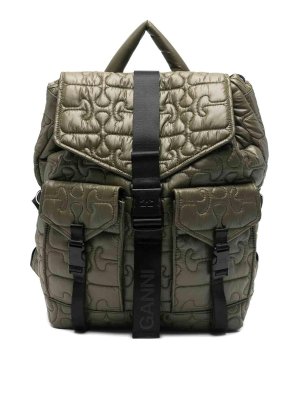 GANNI: backpacks - Quilted Nylon Backpack