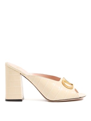 VALENTINO GARAVANI: sabot - Sabot in pelle con firma Vlogo