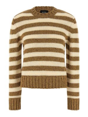 A.P.C.: Strickpullover mit Rundhalsausschnitt - Rundhalspullover - Braun