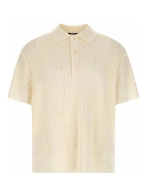 Balmain: polo shirts - Monogram Jacquard Polo Shirt