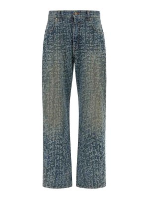 Balmain: jeans dritti, a sigaretta - Monogramma di jeans