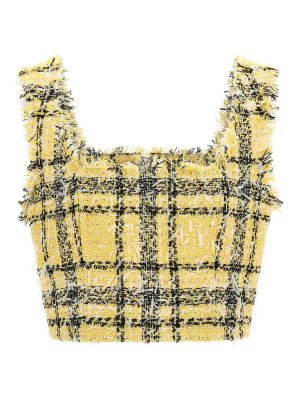 Balmain: Top e canotte - Top in tweed scozzese