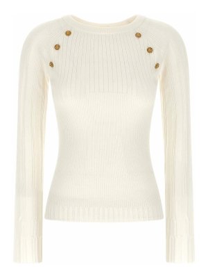 Balmain: Pull col rond - Pull Col Rond - Blanc