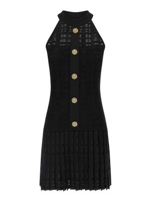 Balmain: maglia a collo alto e polo - Vestito  in maglia scozzese