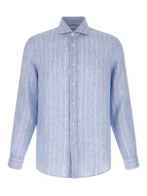 BRUNELLO CUCINELLI: shirts - Striped Linen Shirt
