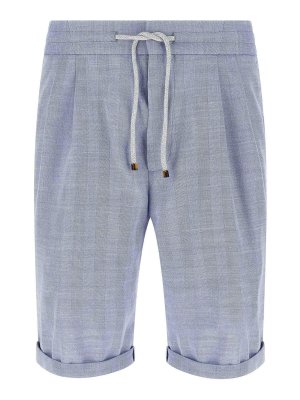 BRUNELLO CUCINELLI: Trousers Shorts - Linen And Wool Chevron Bermuda Shorts