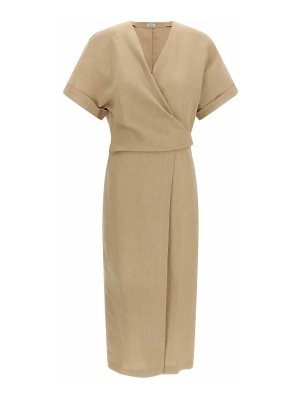 BRUNELLO CUCINELLI: knee length dresses - Wrap Dress