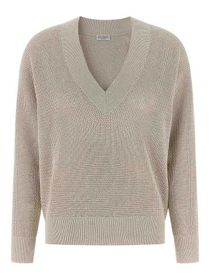 BRUNELLO CUCINELLI: crew necks - Openwork Sweater