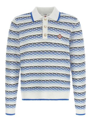 CASABLANCA: polo shirts - Tuck Stitch Long Sleeve Polo Shirt
