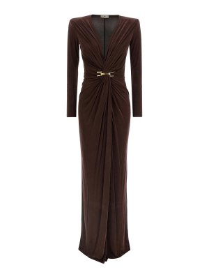 ELISABETTA FRANCHI: Knielange Kleider - Knielanges Kleid - Braun