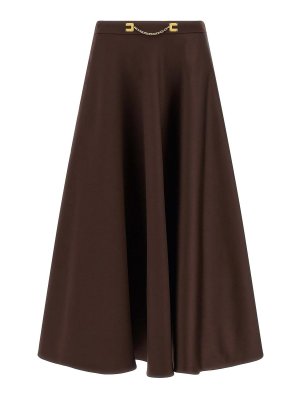 ELISABETTA FRANCHI: ニーレングススカート＆ミディ丈 - 膝丈/ミディスカート - ブラウン