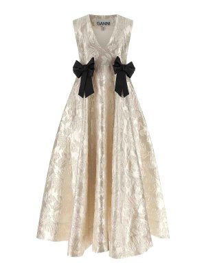 GANNI: Maxikleider - Maxikleid - Weiß