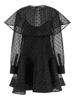 GANNI: knee length dresses - Black Organza Circle Collar Dress