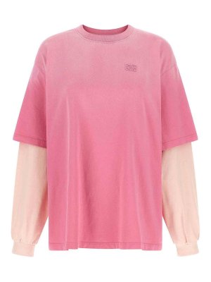 GANNI: t-shirt - T-shirt con maniche a doppio strato