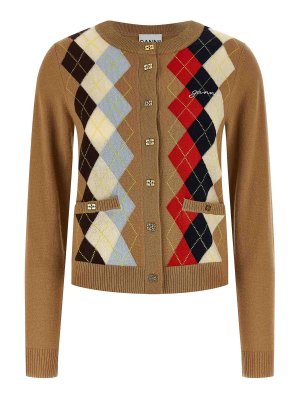 GANNI: Cardigans - Cardigan - Beige