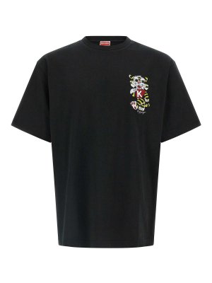 KENZO: t-shirts - Wild Tiger Embroidered T-Shirt