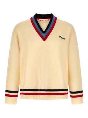 Marni: crew necks - Logo Embroidery Sweater