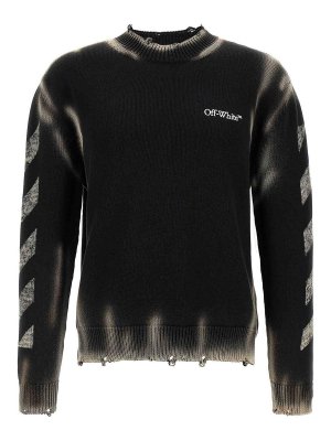 OFF-WHITE: Strickpullover mit Rundhalsausschnitt - Rundhalspullover - Schwarz