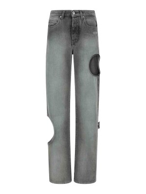 OFF-WHITE: ストレートジーンズ - ストレートジーンズ - グレー