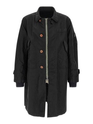 Sacai: knee length coats - Crumpled Effect Coat