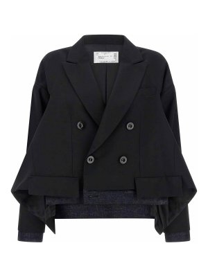 Sacai: Blazer - Blazer - Negro