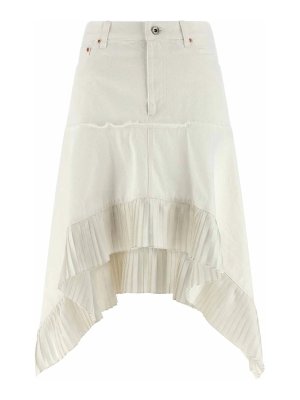 Sacai: Knee length skirts & Midi - Satin Denim Skirt