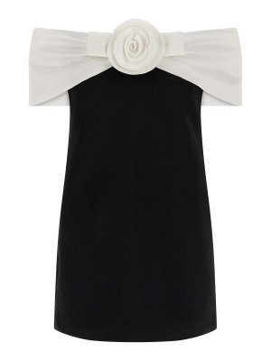 Self Portrait: short dresses - Black Crpe Flower Mini Dress