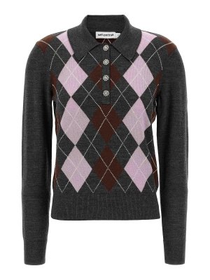 Self Portrait: Strickpullover mit Rundhalsausschnitt - Rundhalspullover - Grau