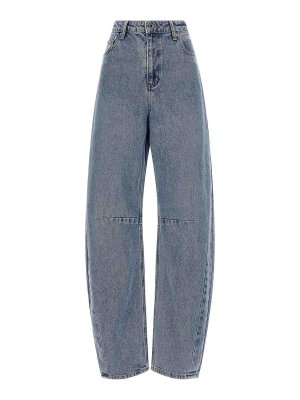 Self Portrait: straight leg jeans - Blue Barrel Leg Jeans