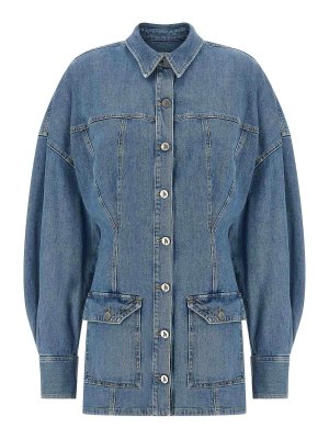 The Attico: knee length dresses - Denim Dress