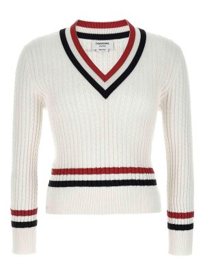 THOM BROWNE: crew necks - Rwb Intarsia Sweater