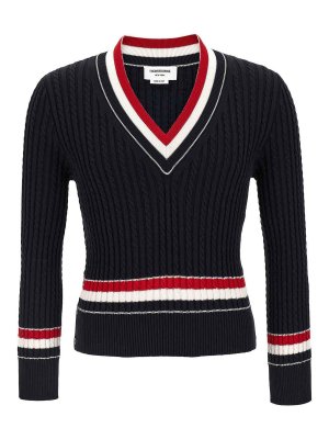 THOM BROWNE: crew necks - Rwb Intarsia Sweater