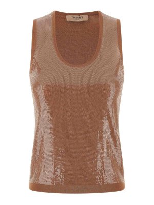 TWINSET: トップス＆タンクトップ - トップ/タンクトップ - ブラウン