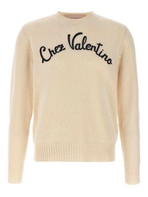 VALENTINO GARAVANI: Strickpullover mit Rundhalsausschnitt - Rundhalspullover - Beige