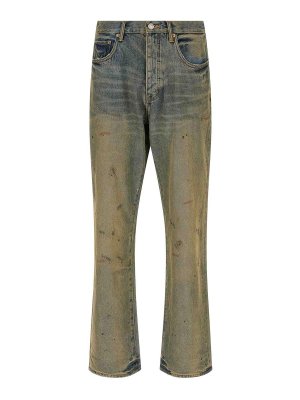 PURPLE BRAND: straight leg jeans - P011 Dirty Oil Repair Jeans