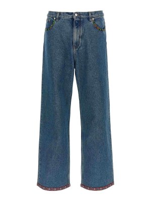 VALENTINO GARAVANI: straight leg jeans - Floral Insert Jeans