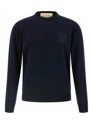 VALENTINO GARAVANI: maglia collo rotondo - Maglione con ricamo logo