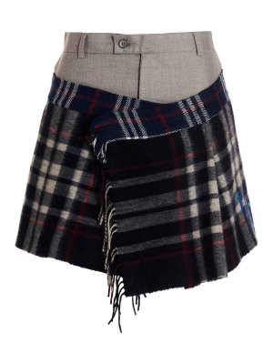 1/OFF: Knee length skirts & Midi - Check Scarf Reworked Skirt